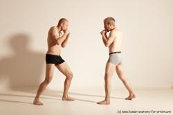 Underwear Martial art Man - Man White Moving poses Slim Short Blond Dynamic poses Academic